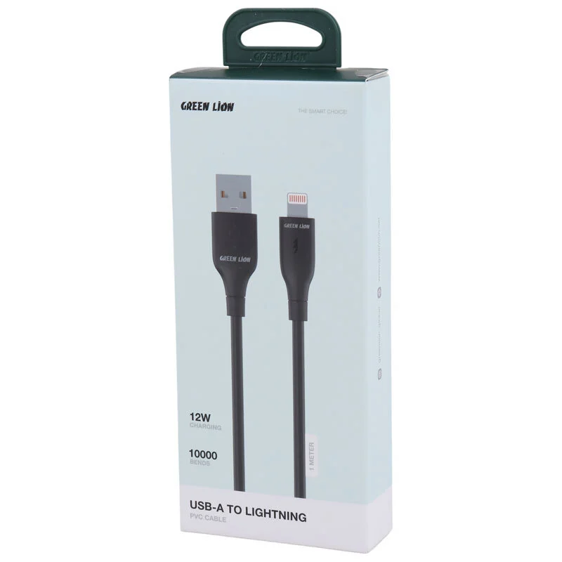 کابل آیفونی فست شارژ  گرین لاین مدل GNPVCUSALGBK QC 12W 1m